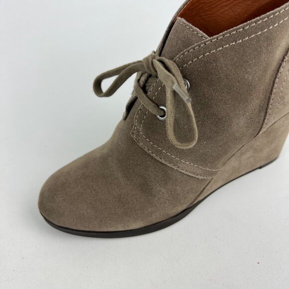Lucky Brand Womens Seleste Suede Lace Up Wedge Bootie Taupe Beige size 8 - Picture 10 of 16